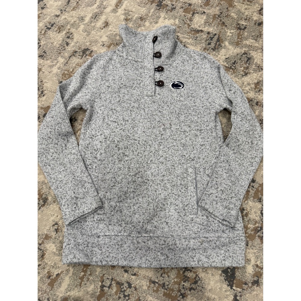 Champion Elite Penn State Nittany Lions Gray‎ Sweater Fleece Button Pullover S
